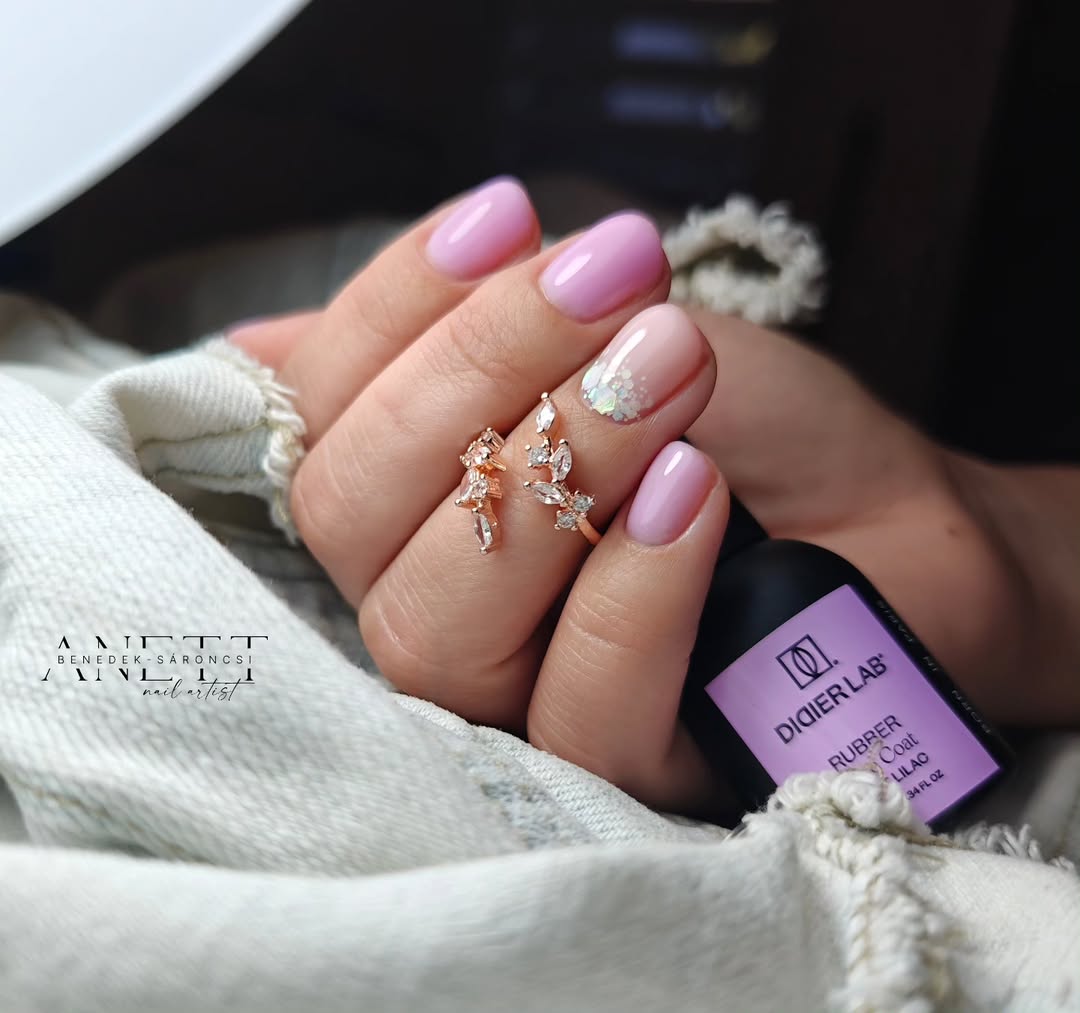 Rubber Base gél lakk alap valódi gumival, Soft Lilac, 10ml