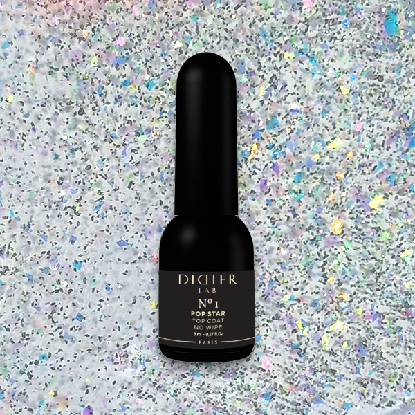 Didier Lab "Pop Star" Top Coat No Wipe csillogó fedőzselé, No.1, 8ml