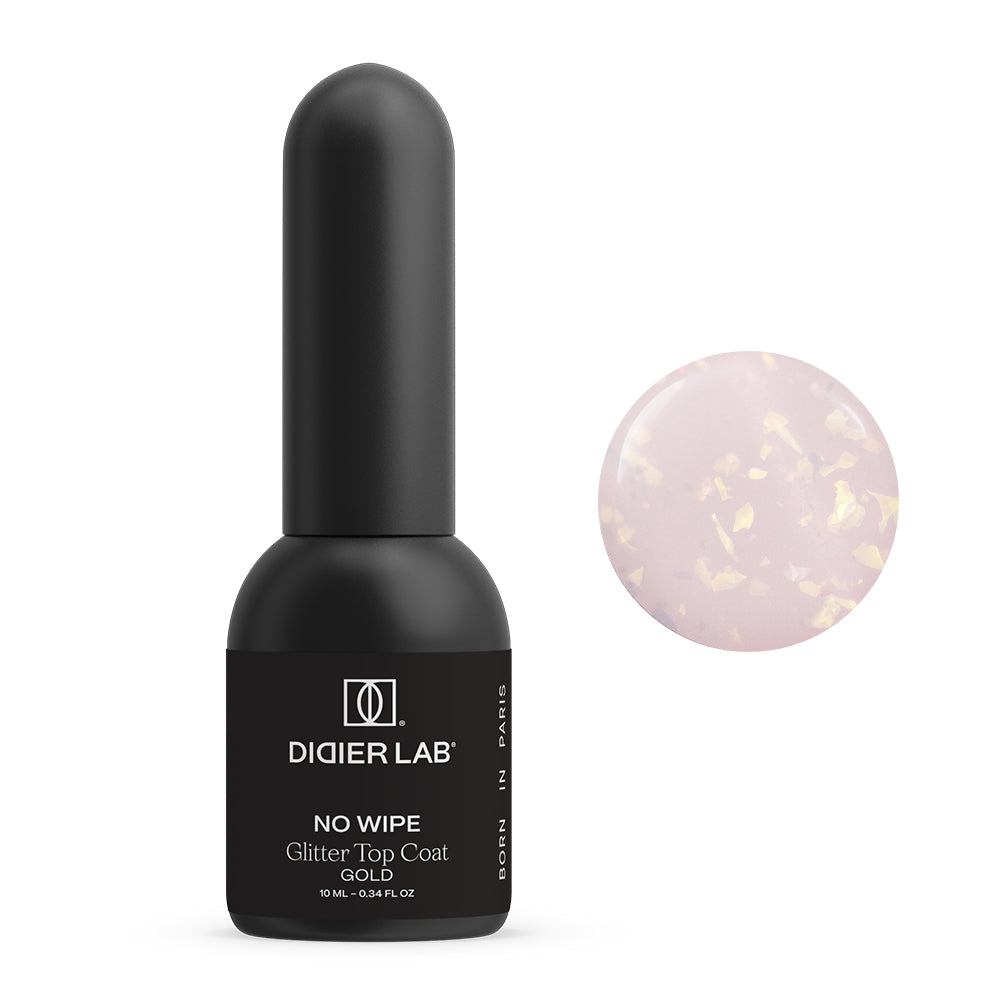 Didier Lab Top Coat Glitter No Wipe glitteres fedőlakk, Gold, 10ml