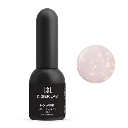 Didier Lab Top Coat Glitter No Wipe glitteres fedőlakk, Gold, 10ml