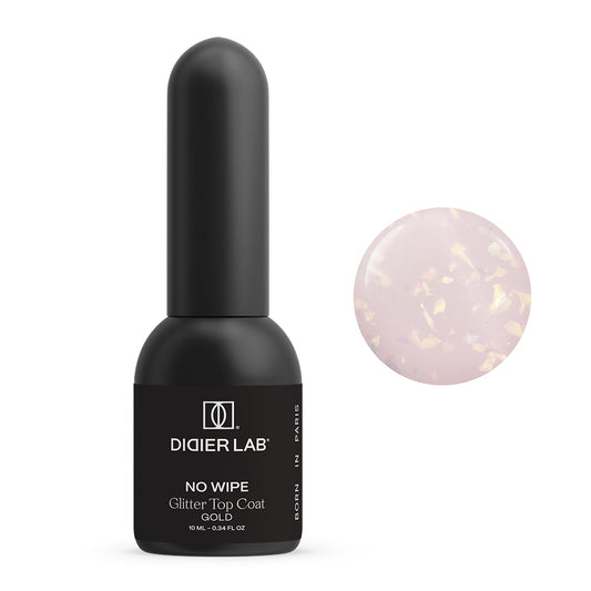 Didier Lab Top Coat Glitter No Wipe glitteres fedőlakk, Gold, 10ml