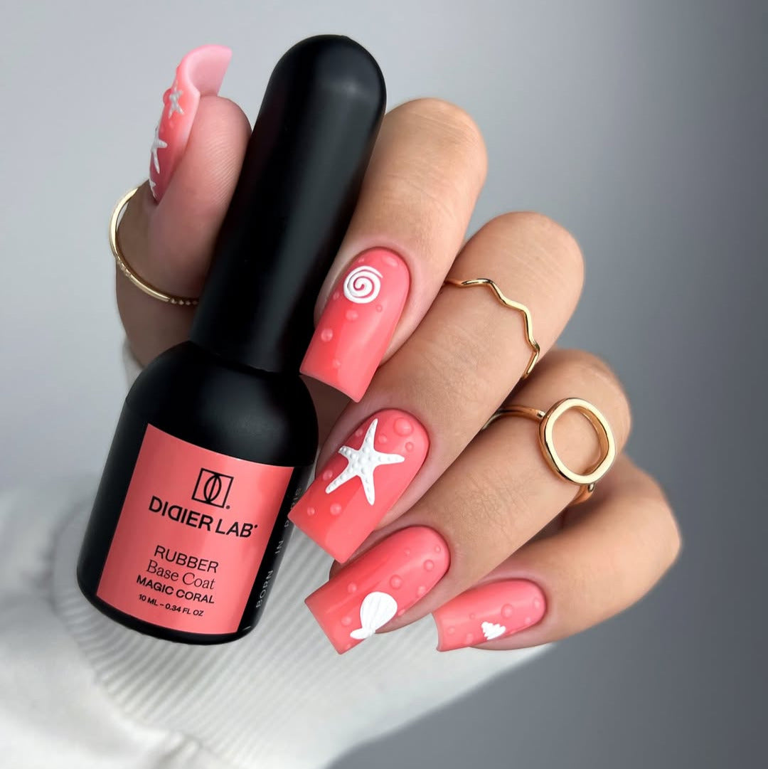 Rubber Base gél lakk alap valódi gumival, Magic Coral, 10ml